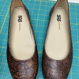SAS Scenic Cowboy Floral brown flats, US size 8.5